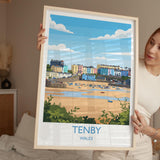 Tenby Travel Poster Wall Art, Tenby Travel Print, Wales, Pembrokeshire Coast Art Gift, Welsh Wall Art Print NQ Media Designs