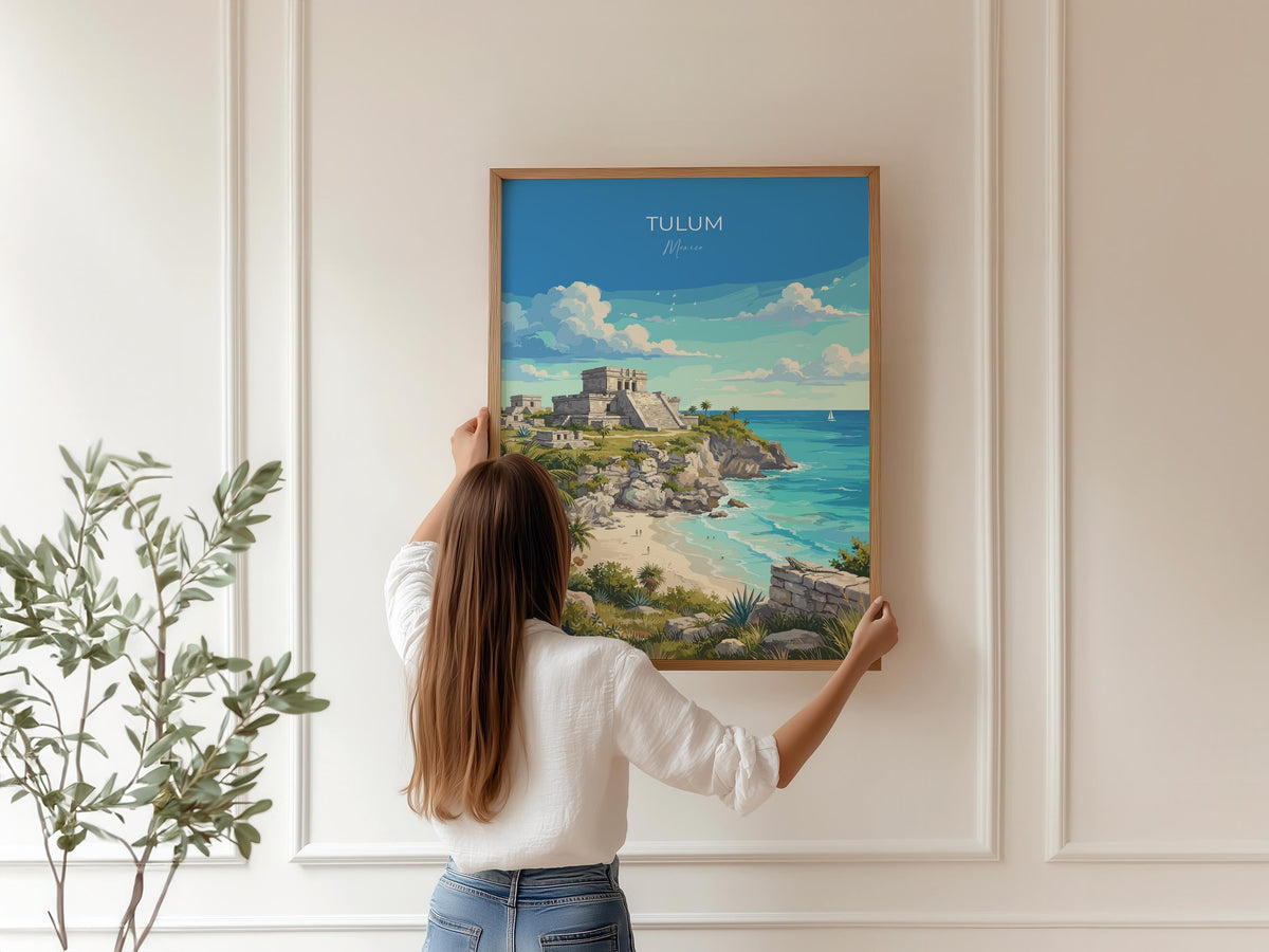 Tulum Mexico Poster, Mayan Ruins Wall Art, Caribbean Print, Mexico Travel Poster, Tulum Gift