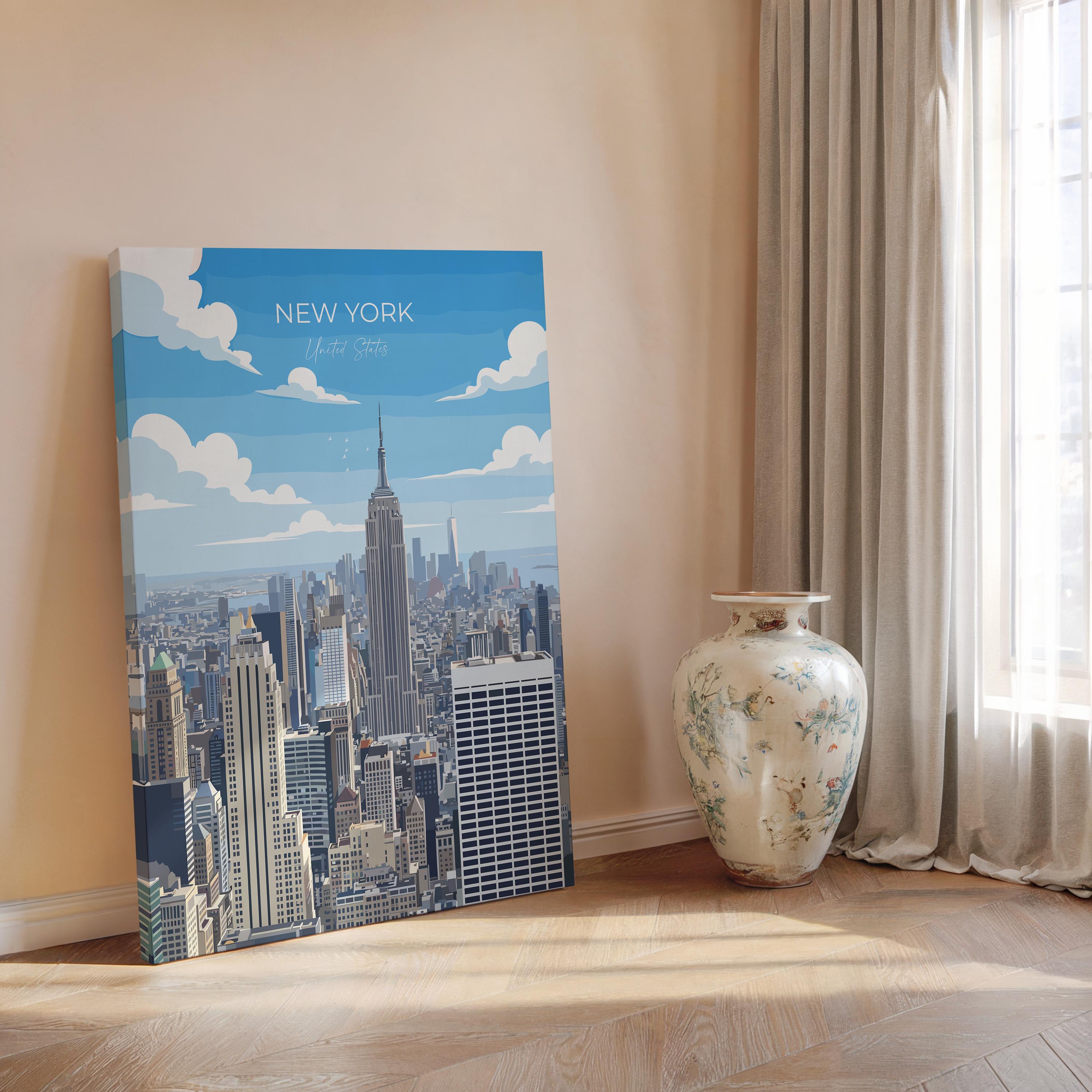 New York City Art Print, Manhattan Skyline Art Gift, Empire State Building Poster NQ Media Designs