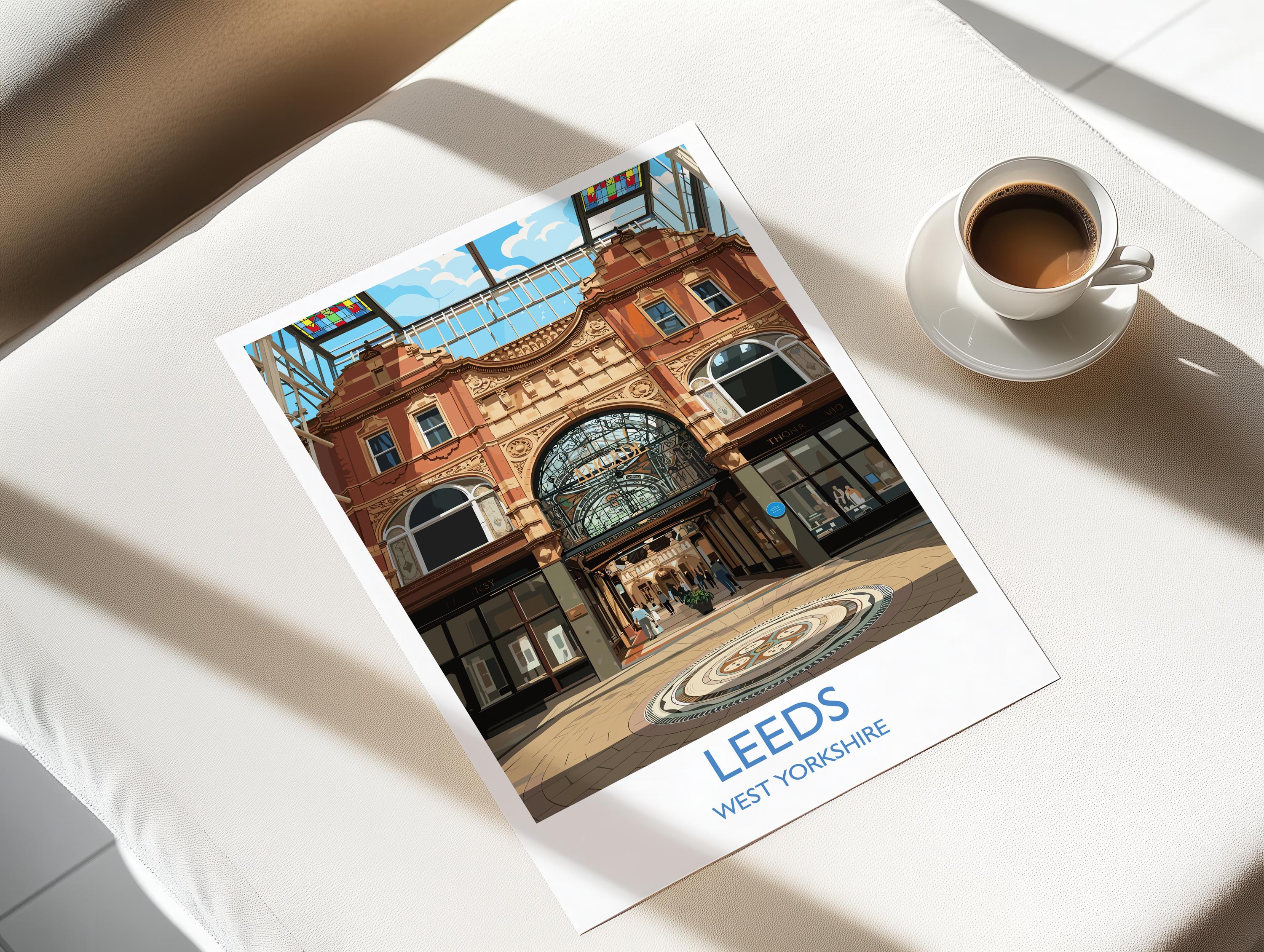 Leeds Travel Wall Art Print, Travel Poster of Leeds,West Yorkshire Wall Print, English City Art Gift NQ Media Designs