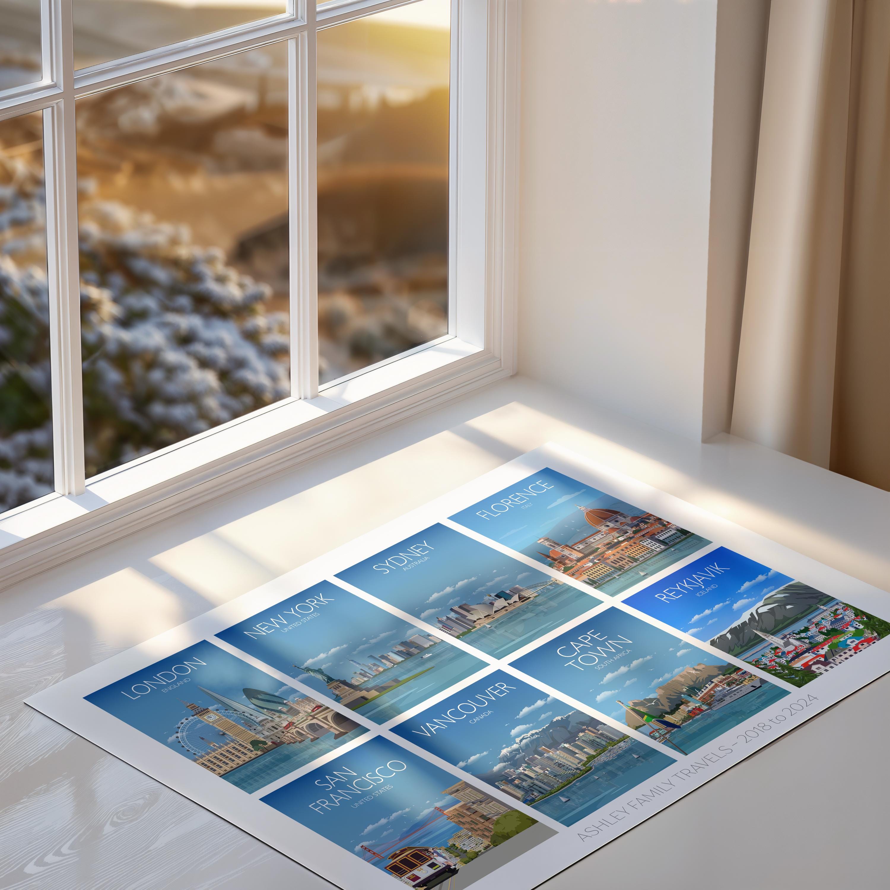 Favourite Places Travel Gift, Personalised Travel Memories Poster, Travel Print Collage, Custom Souvenir Gift for Travel Lovers NQ Media Designs