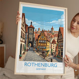 Rothenburg ob der Tauber Travel Poster, Medieval German Town Print, Bavaria Wall Art, Romantic Road Illustration, Germany Travel Decor NQ Media Designs