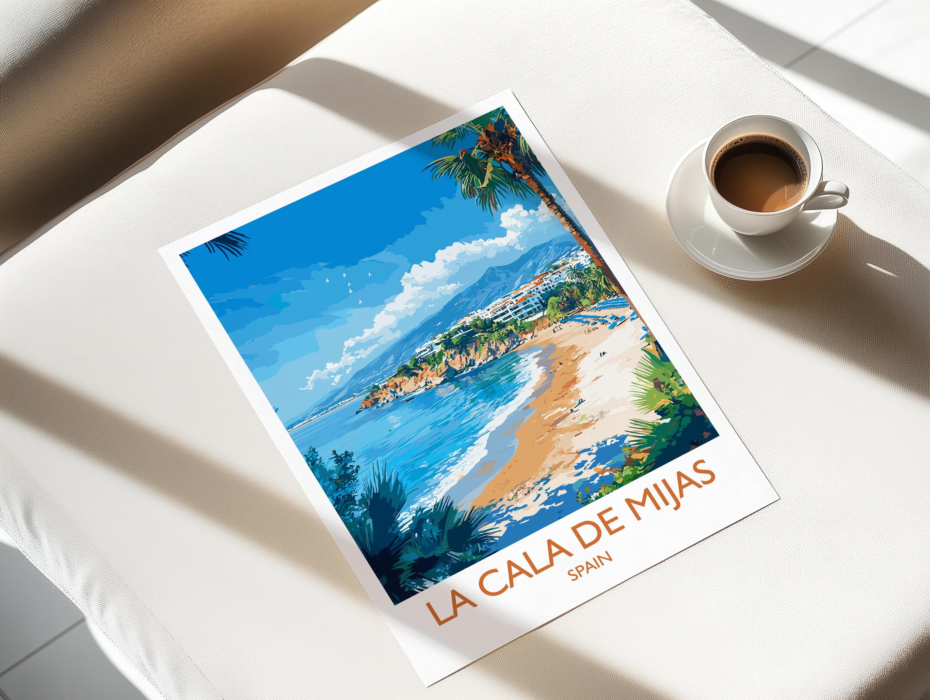 La Cala de Mijas Travel Print, Travel Poster of La Cala de Mijas, Spain, Malaga Art, Malaga Gift, Wall Art Print NQ Media Designs