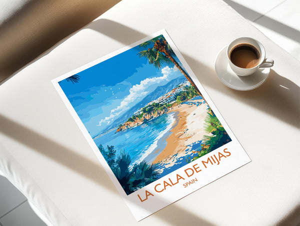La Cala de Mijas Travel Print, Travel Poster of La Cala de Mijas, Spain, Malaga Art, Malaga Gift, Wall Art Print