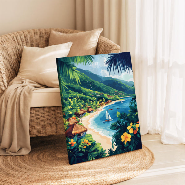 Fiji Travel Print Wall Art, Travel Poster of Fiji, South Pacific Islands Art Lovers Gift