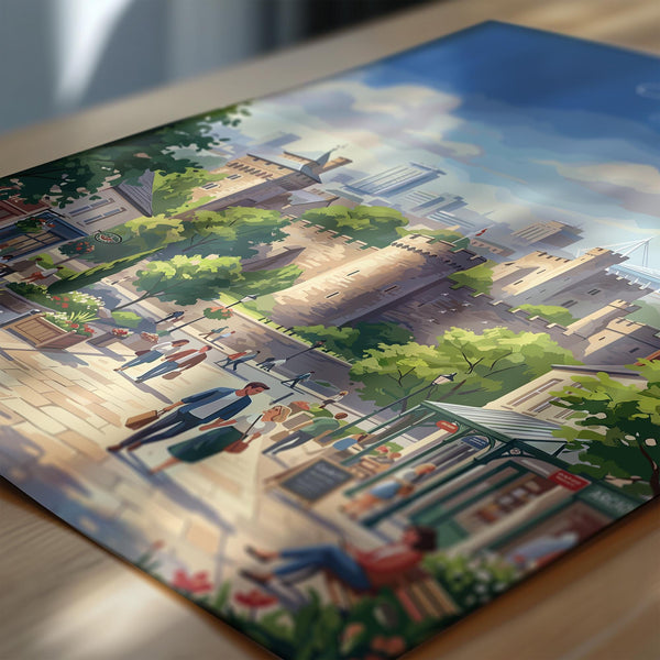 Cardiff Wales Travel Print, Cardiff City Wall Art, Cardiff Castle Poster, Welsh Capital Illustration, Vintage Style UK City, Wales Gift