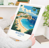 Rhodes Travel Print, Travel Poster of Rhodes, Greece Gift, Greek Islands Art Lovers Gift, Rhodes Wall Art Print NQ Media Designs