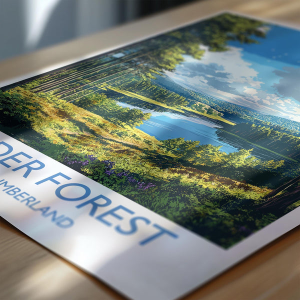 Kielder Forest Travel Print, Travel Poster of Kielder Forest, Kielder Water Reservoir, Kielder Forest Art, Northumberland Gift,