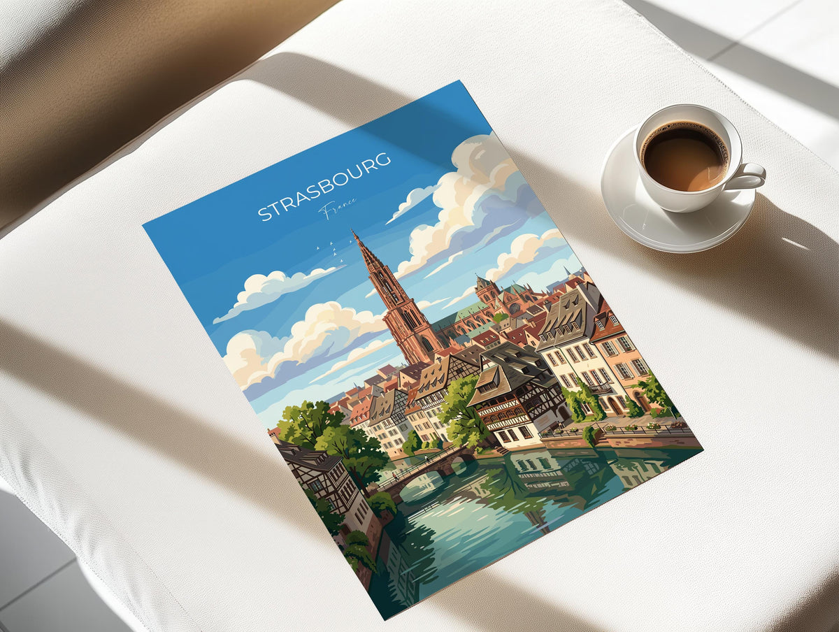 Strasbourg Poster, Petite France Wall Art, Alsace Print, France Travel Poster, Strasbourg Gift