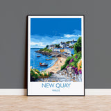New Quay Travel Poster Wall Art, New Quay Travel Print, Wales, Ceredigion Welsh Art Gift, Wall Art Print NQ Media Designs