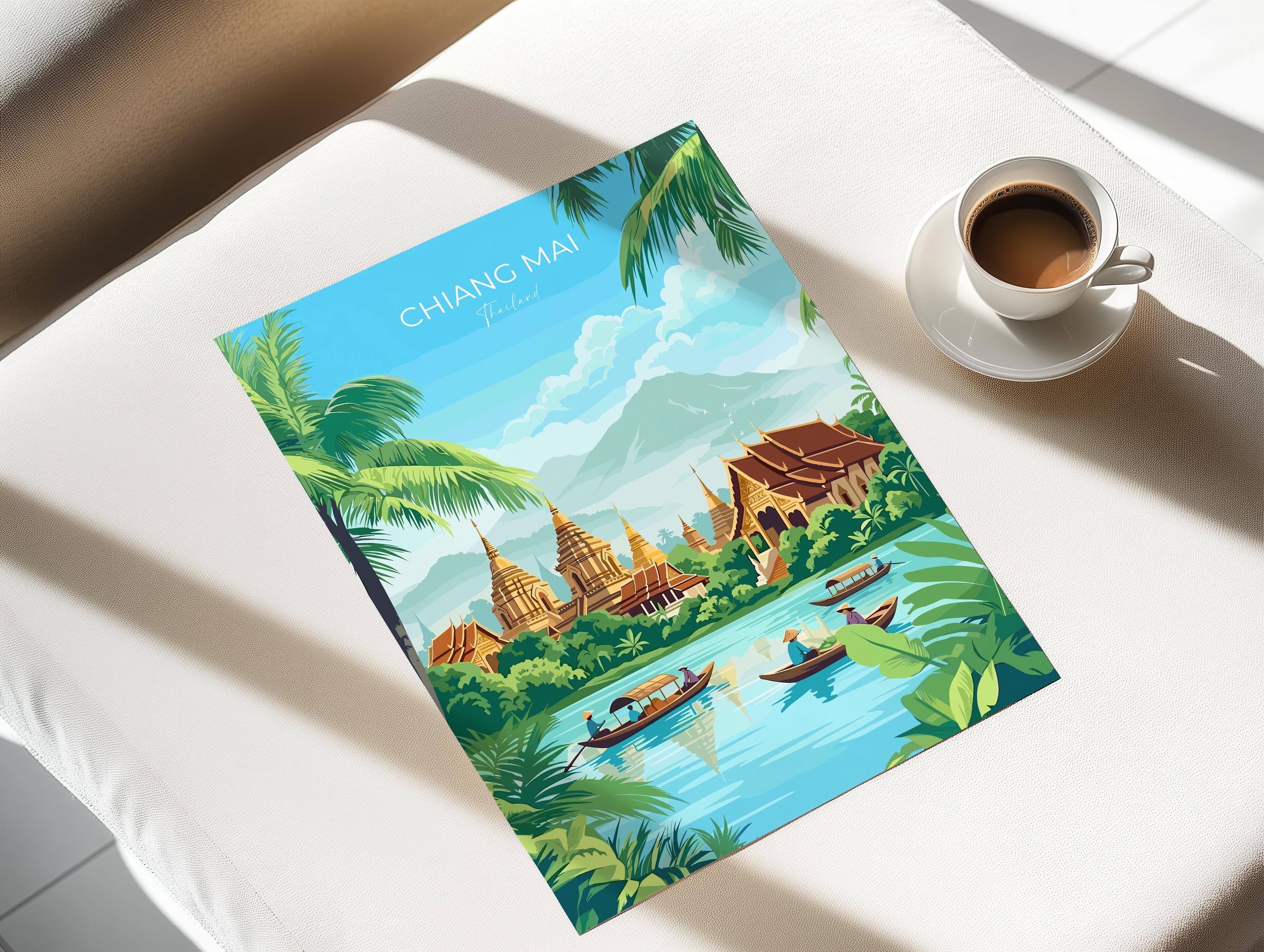 Chiang Mai Travel Poster, Travel Print of Chiang Mai, Thailand, Chiang Mai Art Lovers Gift, Wall Art Print NQ Media Designs