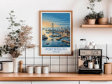 Portsmouth Travel Poster Print, Southsea & Spinnaker Tower Wall Art, Hampshire Coastal City Illustration, UK Travel Decor, Seaside Gift
