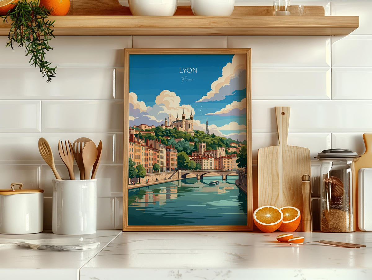 Lyon France Poster, Fourvière Wall Art, Vieux Lyon Print, France Travel Poster, Lyon Gift