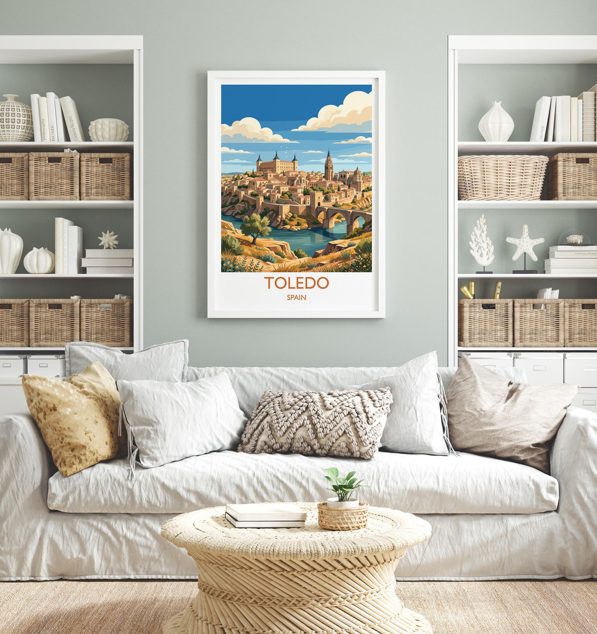 Toledo Spain Print, Toledo Cathedral Wall Art with Border, Alcazar Poster, Spain Travel Print, Toledo Gift Print