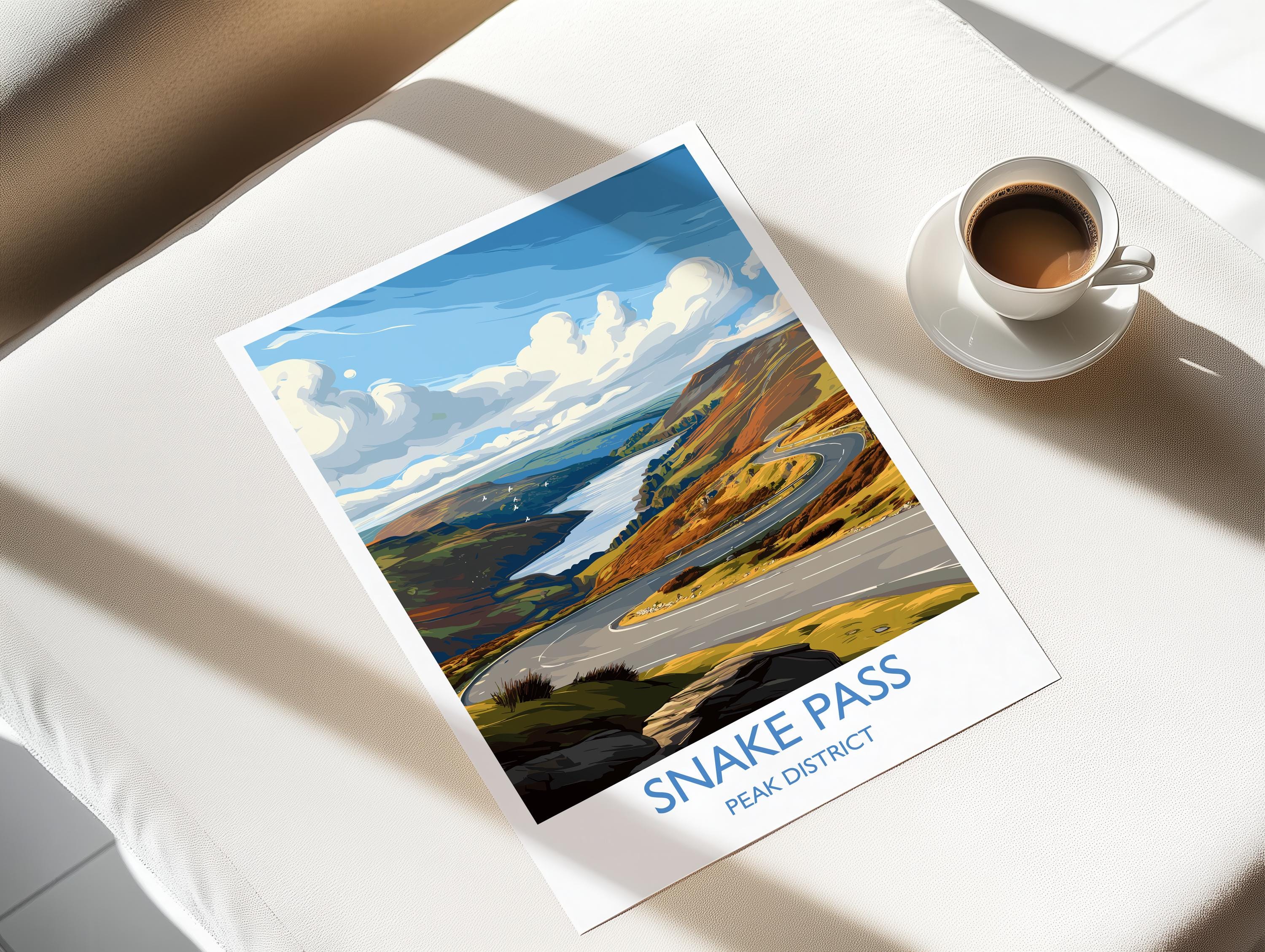 Snakes Pass Peak District Travel Print Wall Art, Travel Poster of Peak District Art Lovers Gift, English Countryside NQ Media Designs