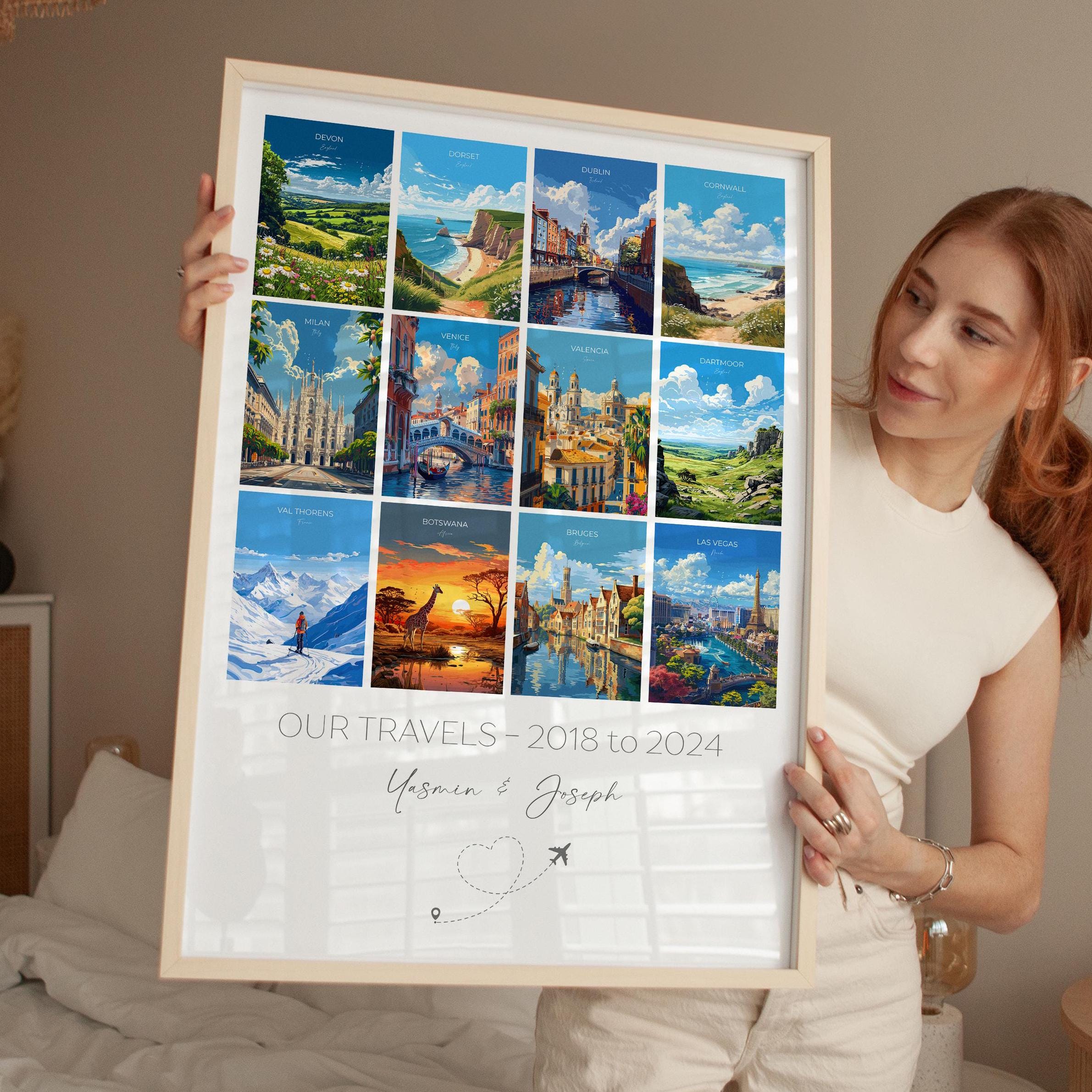Favourite Places Travel Gift, Personalised Travel Memories Poster, Travel Print Collage, Custom Souvenir Gift for Travel Lovers NQ Media Designs
