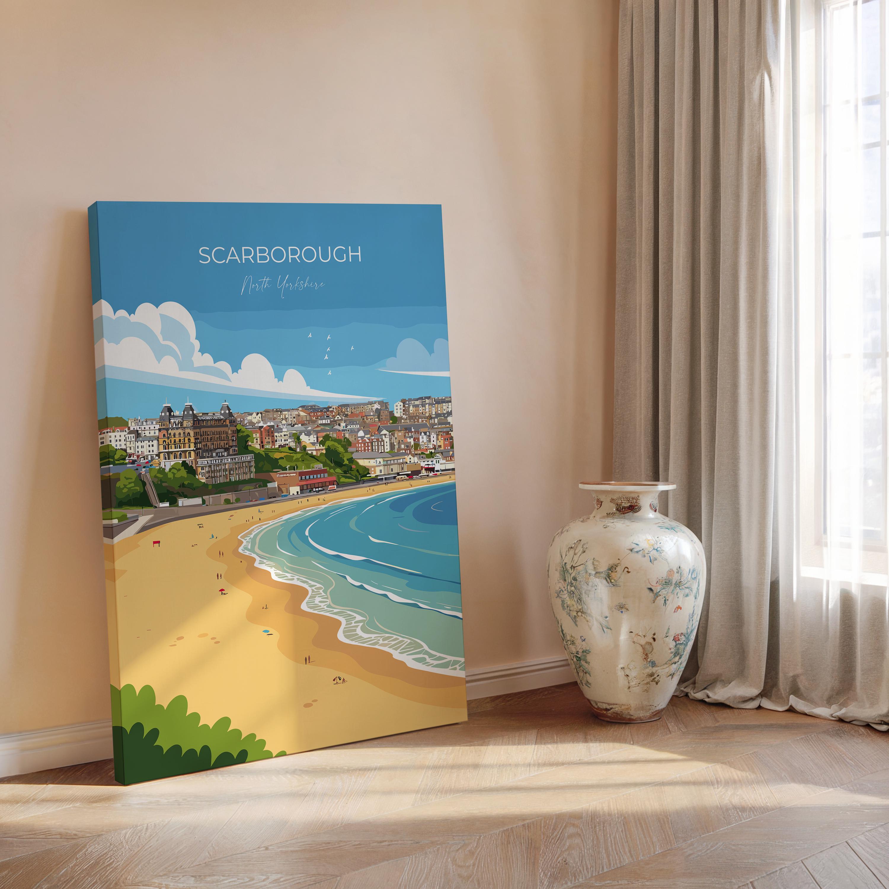 Scarborough Travel Print, Travel Poster of Scarborough, North Yorkshire Gift, England, Scarborough Gift, Wall Art Print NQ Media Designs