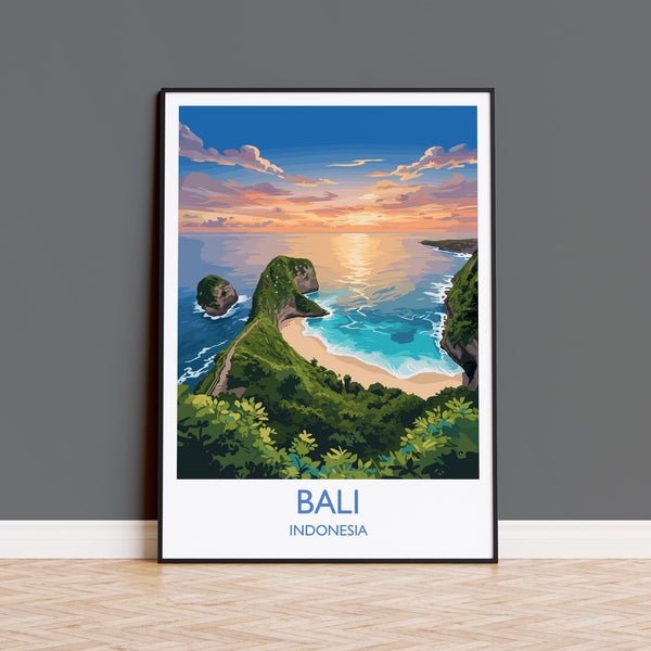 Bali Travel Print, Travel Poster of Bali, Kelingking Beach, Indonesia, Bali Travel Wall Art Gift
