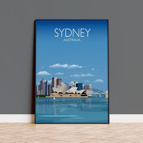 Sydney Travel Poster, Travel Print of Sydney, Sydney Harbour Bridge, Sydney Opera House, Australia Travel Art Lovers Gift