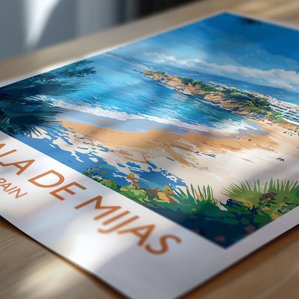La Cala de Mijas Travel Print, Travel Poster of La Cala de Mijas, Spain, Malaga Art, Malaga Gift, Wall Art Print