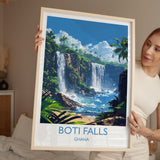 Boti Falls Print, Travel Poster of Boti Falls, Ghana, Africa Art Lovers Travel Gift NQ Media Designs