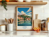 Lyon France Print, Fourvière Wall Art with Border, Vieux Lyon Poster, France Travel Print, Lyon Gift Print