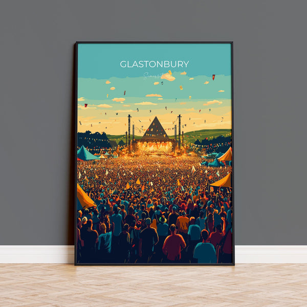 Glastonbury Travel Poster, Travel Print of Glastonbury, Somerset, England, Glastonbury Art, Festival Art Gift, Somerset Wall Art Print