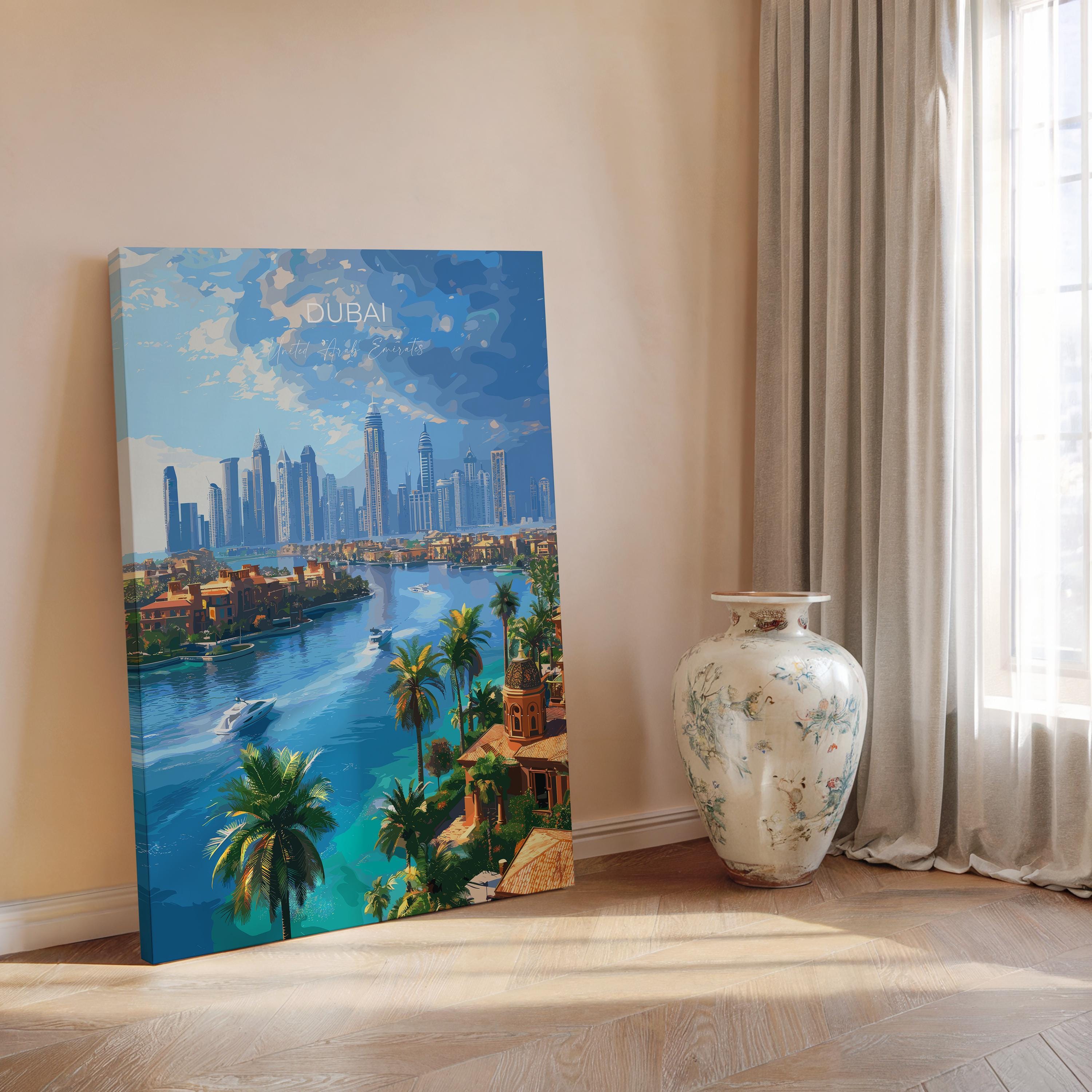 Dubai Travel Poster, Travel Print of Dubai, Palm Jumeirah Dubai Art lovers Gift, UAE Wall Art Gift NQ Media Designs