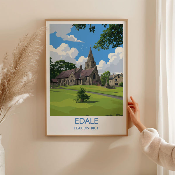 Edale Village, Peak District Travel Print Wall Art, Travel Poster of Peak District Art Lovers Gift, English Countryside