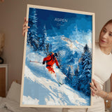 Aspen Travel Print Wall Art, Travel Poster of Aspen, Colorado, USA, Aspen Ski Art Lovers Gift NQ Media Designs