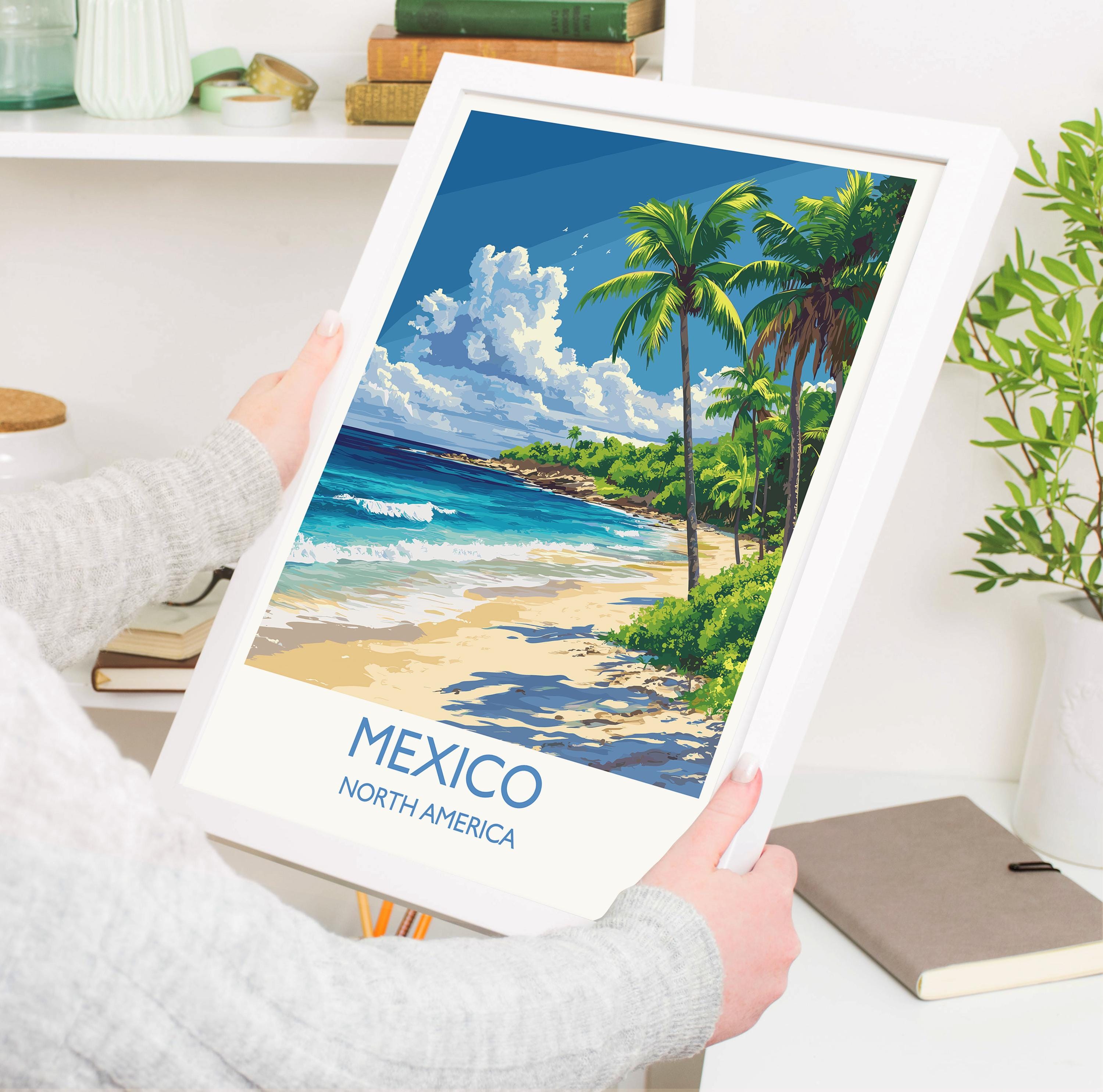 Mexico Travel Print Wall Art, Travel Poster of Mexico, Mexico Coast Art Gift, Mexico Art Lovers Gift, NQ Media Designs