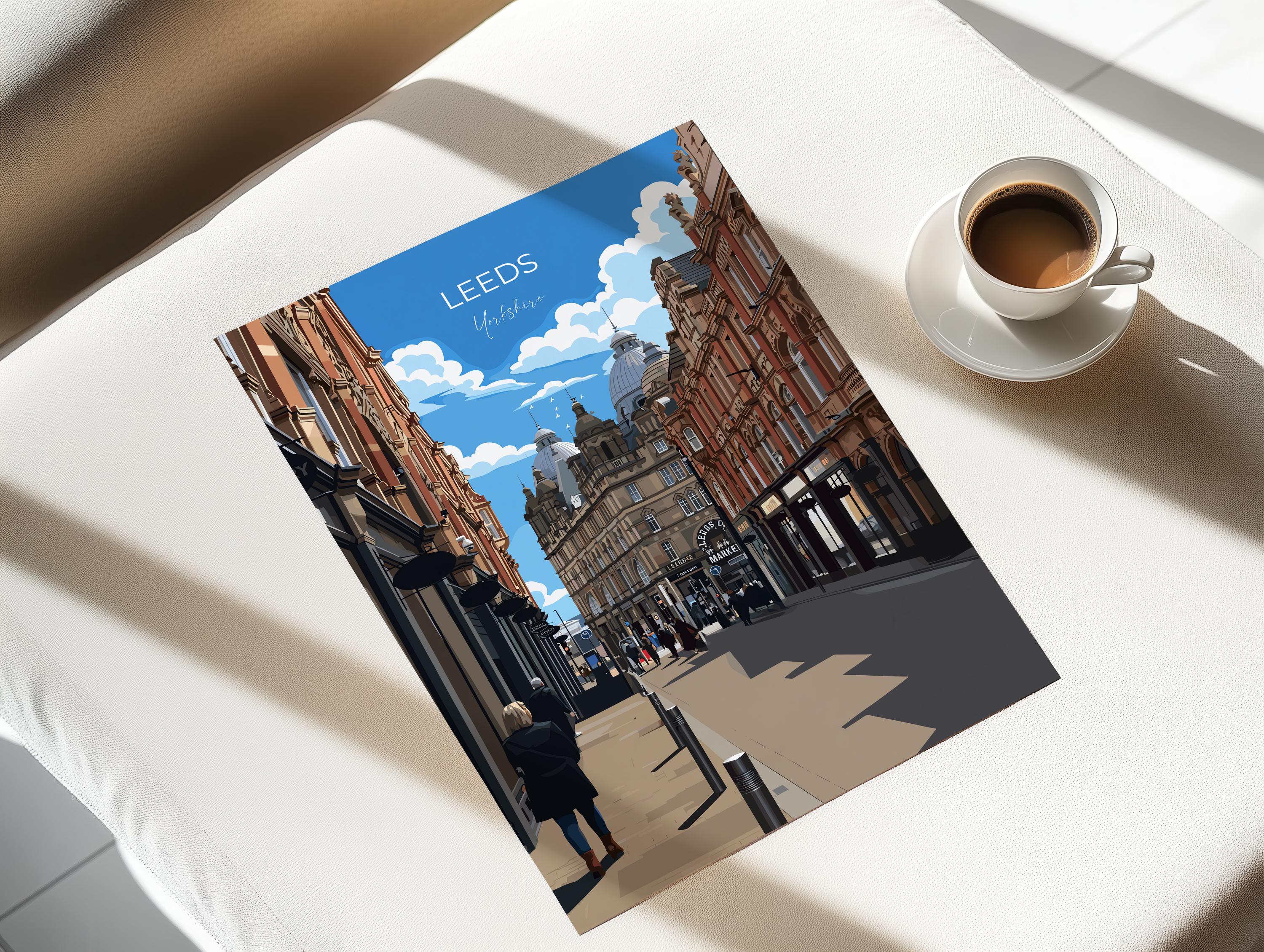 Leeds Travel Wall Art Poster, Travel Print of Leeds, West Yorkshire Wall Print, English City Art Gift NQ Media Designs