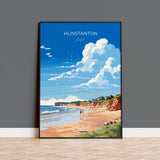 Hunstanton Beach Travel Poster, Travel Print of Hunstanton Beach, Norfolk, England, Norfolk Art, Norfolk Gift, Wall Art Print NQ Media Designs