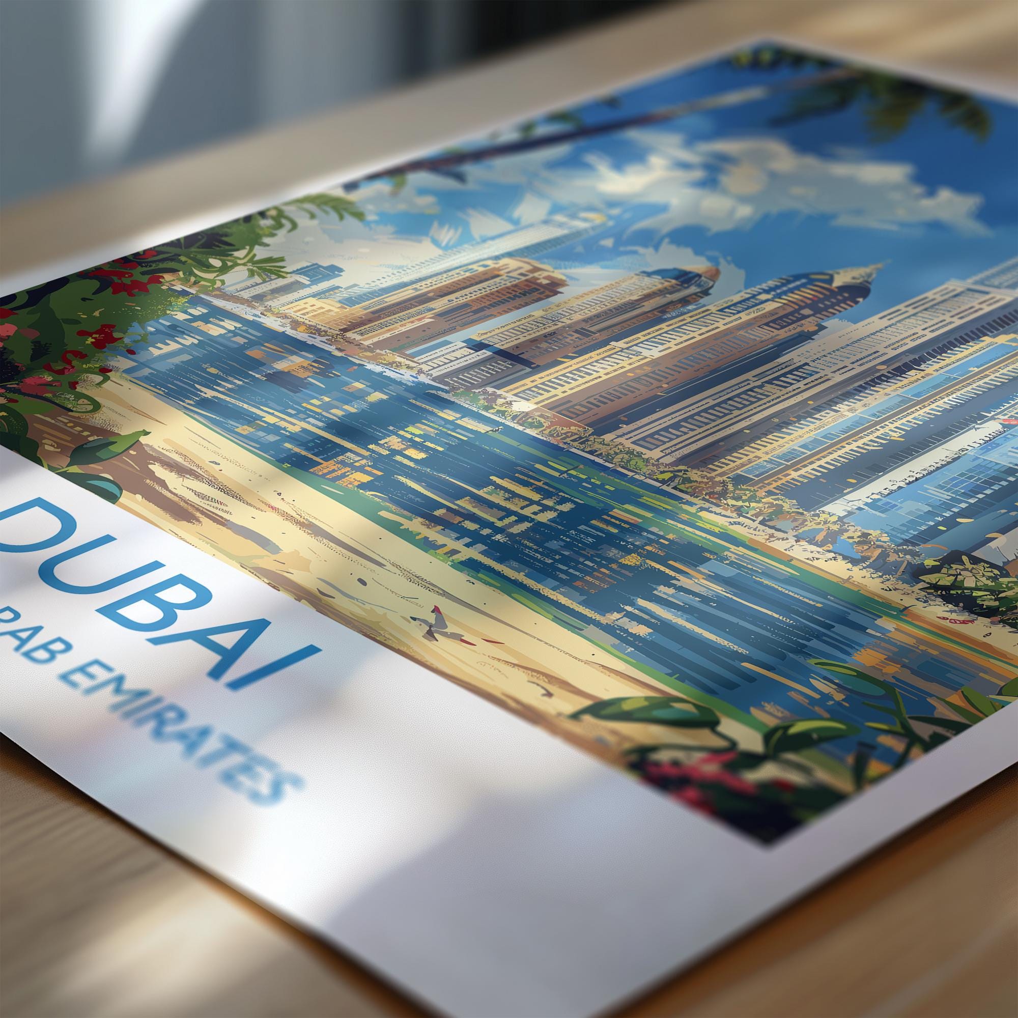 Dubai Travel Print, Travel Poster of Dubai, Dubai Marina Art lovers Gift, UAE Wall Art Gift NQ Media Designs