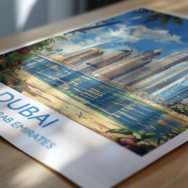 Dubai Travel Print, Travel Poster of Dubai, Dubai Marina Art lovers Gift, UAE Wall Art Gift