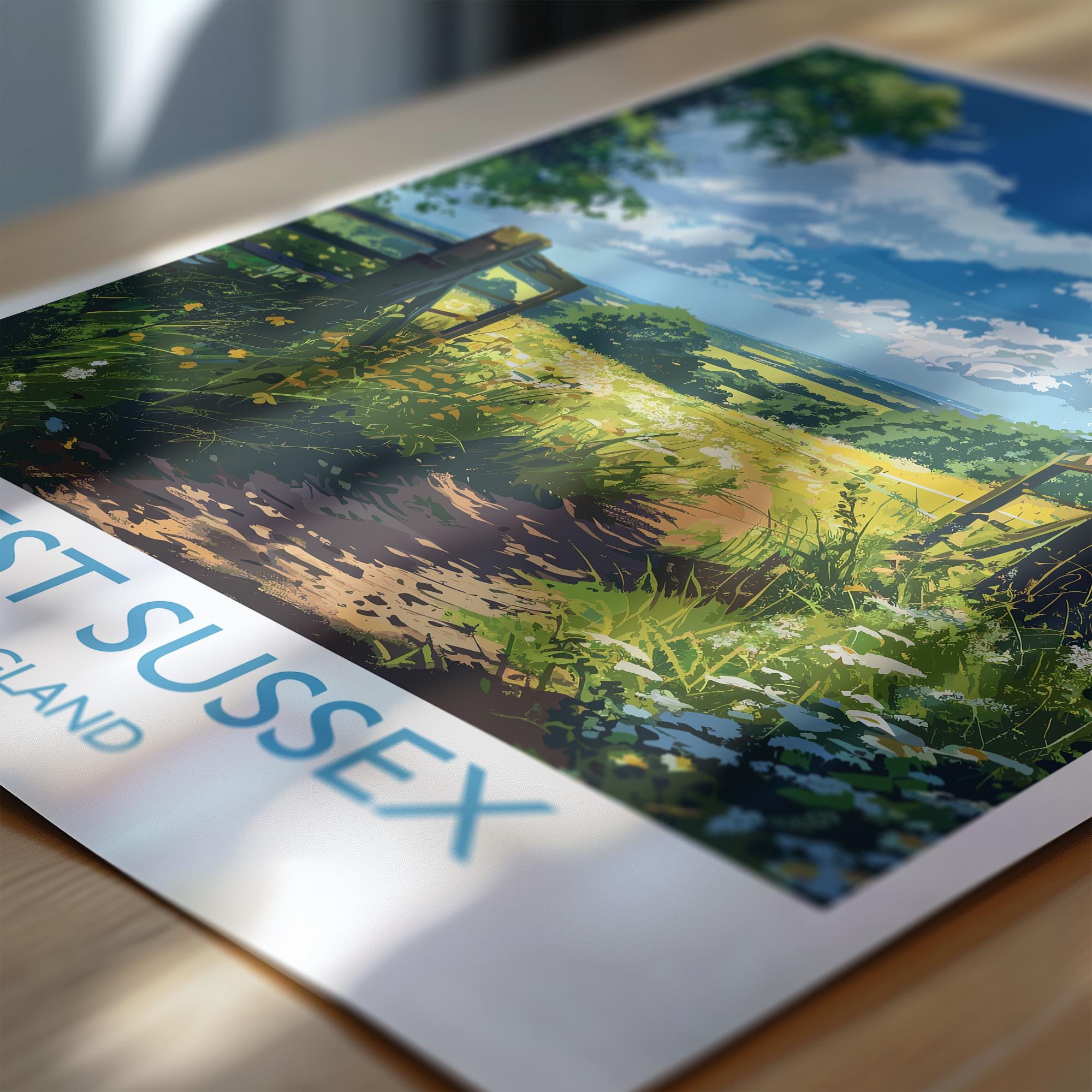 West Sussex Travel Poster Wall Art, West Sussex Travel Print, English Countryside Art Gift, Wall Art Print NQ Media Designs
