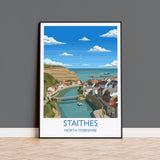 Staithes Travel Print, Travel Poster of Staithes, Yorkshire Gift, England, North Yorkshire Art, Staithes Gift, Wall Art Print NQ Media Designs