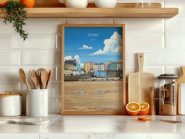 Tenby Travel Print Wall Art, Tenby Travel Poster, Wales, Pembrokeshire Coast, Welsh Art Gift, Wall Art Print