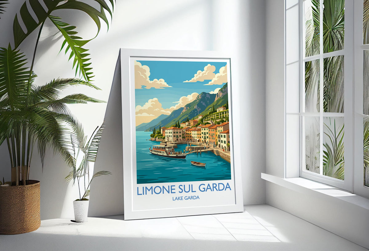 Limone sul Garda Travel Print | Lakeside Harbour, Italy Wall Art