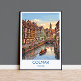 Colmar France Travel Poster, Alsace Village Wall Art, Little Venice Canal Print, Colourful Houses Illustration, Europe Decor