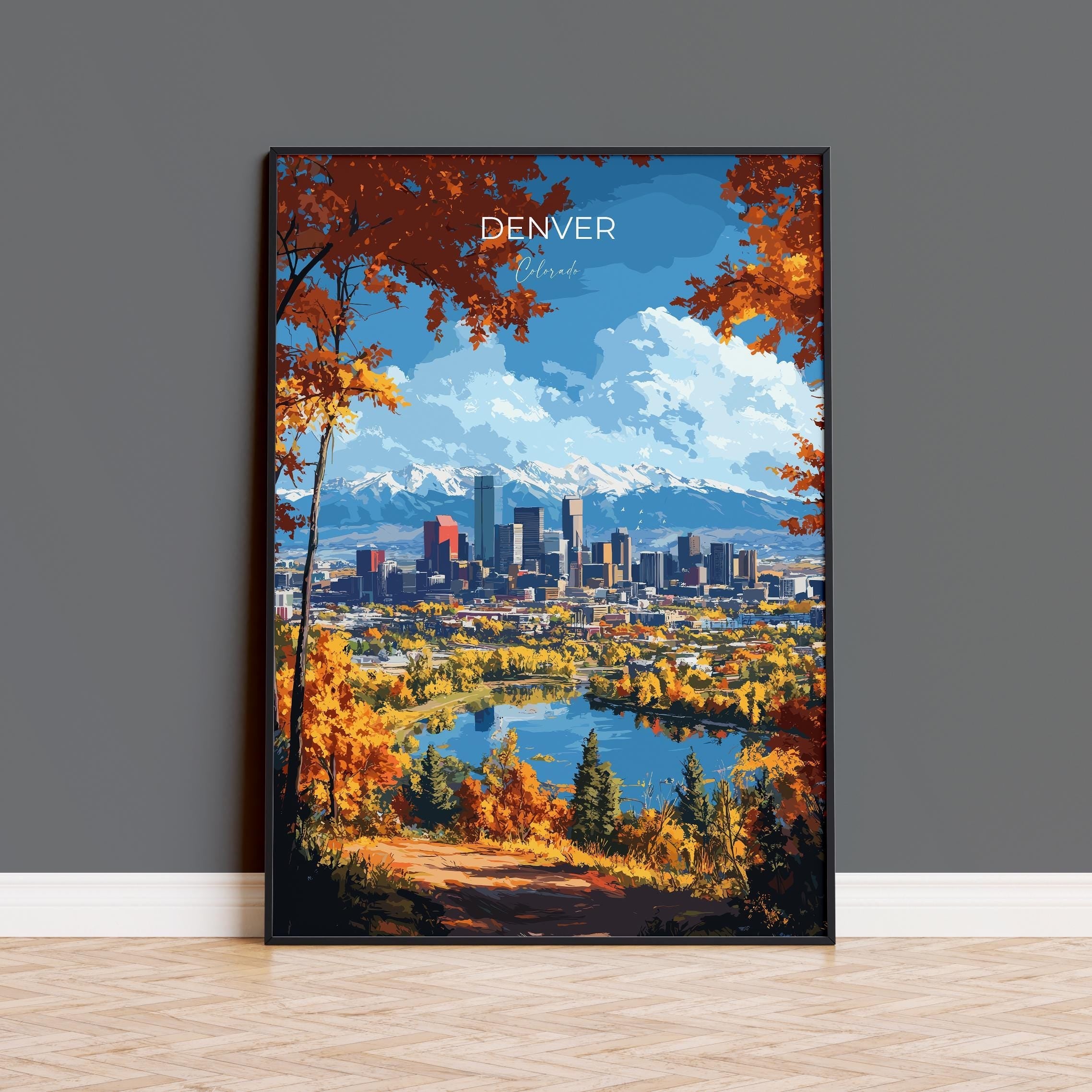 Denver Travel Print Wall Art, Travel Poster of Denver, Colorado, USA, Denver Art Lovers Gift NQ Media Designs