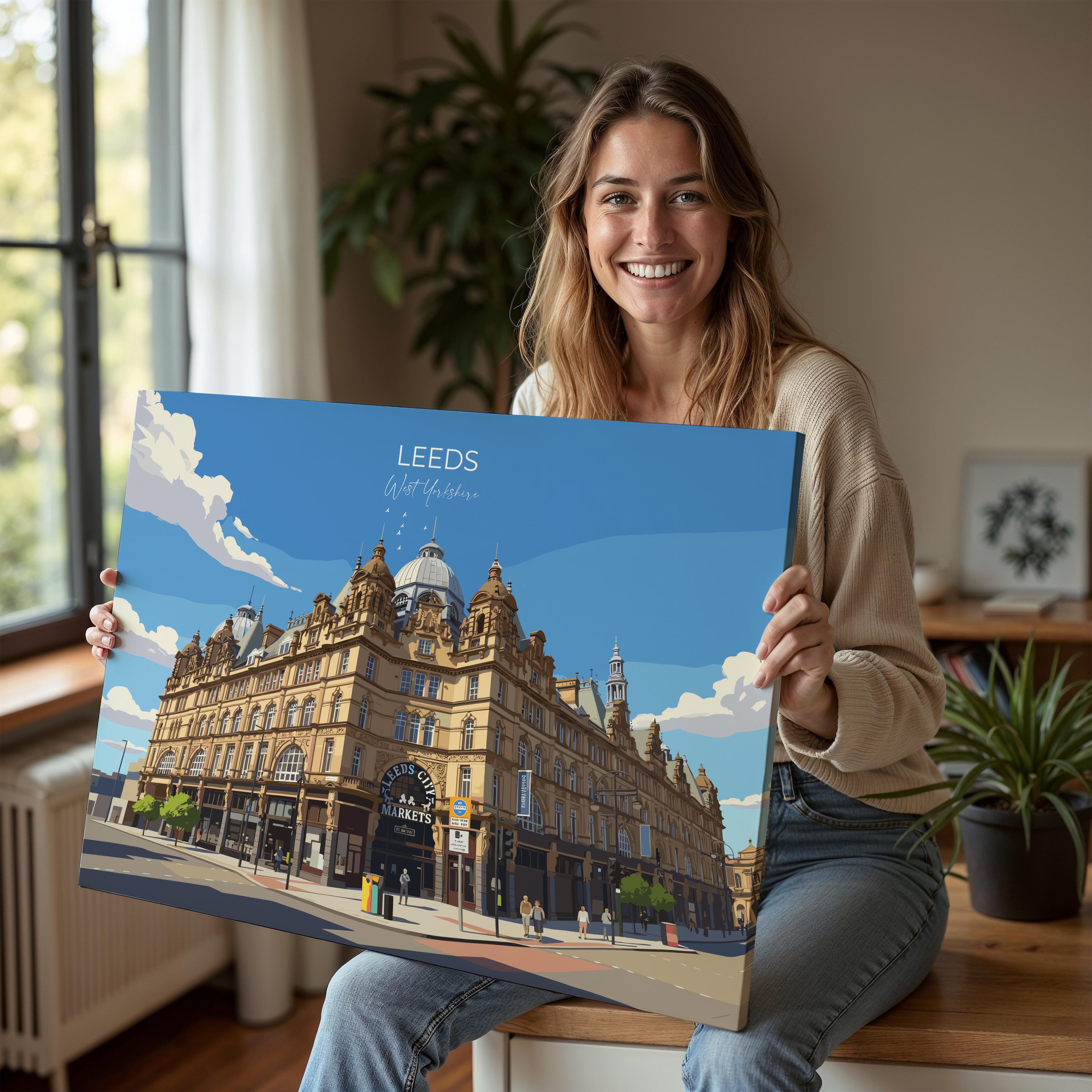 Leeds City Art Print, Leeds Markets, West Yorkshire Landscape Poster, England UK City Travel Decor NQ Media Designs