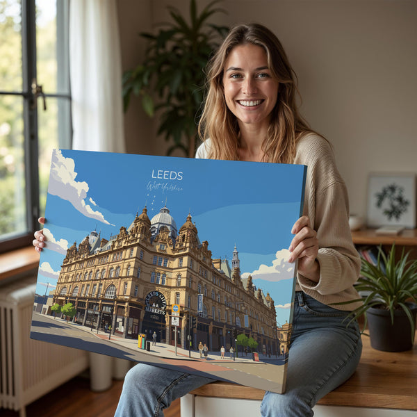 Leeds City Art Print, Leeds Markets, West Yorkshire Landscape Poster, England UK City Travel Decor