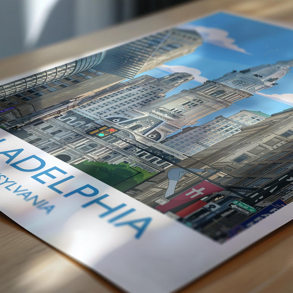 Philadelphia City Art Print, Philadelphia Skyline View, Pennsylvania Travel Poster, US City Gift