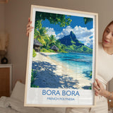 Bora Bora Travel Poster Wall Art, Travel Print of Bora Bora, French Polynesia, South Pacific Islands Art Lovers Gift NQ Media Designs