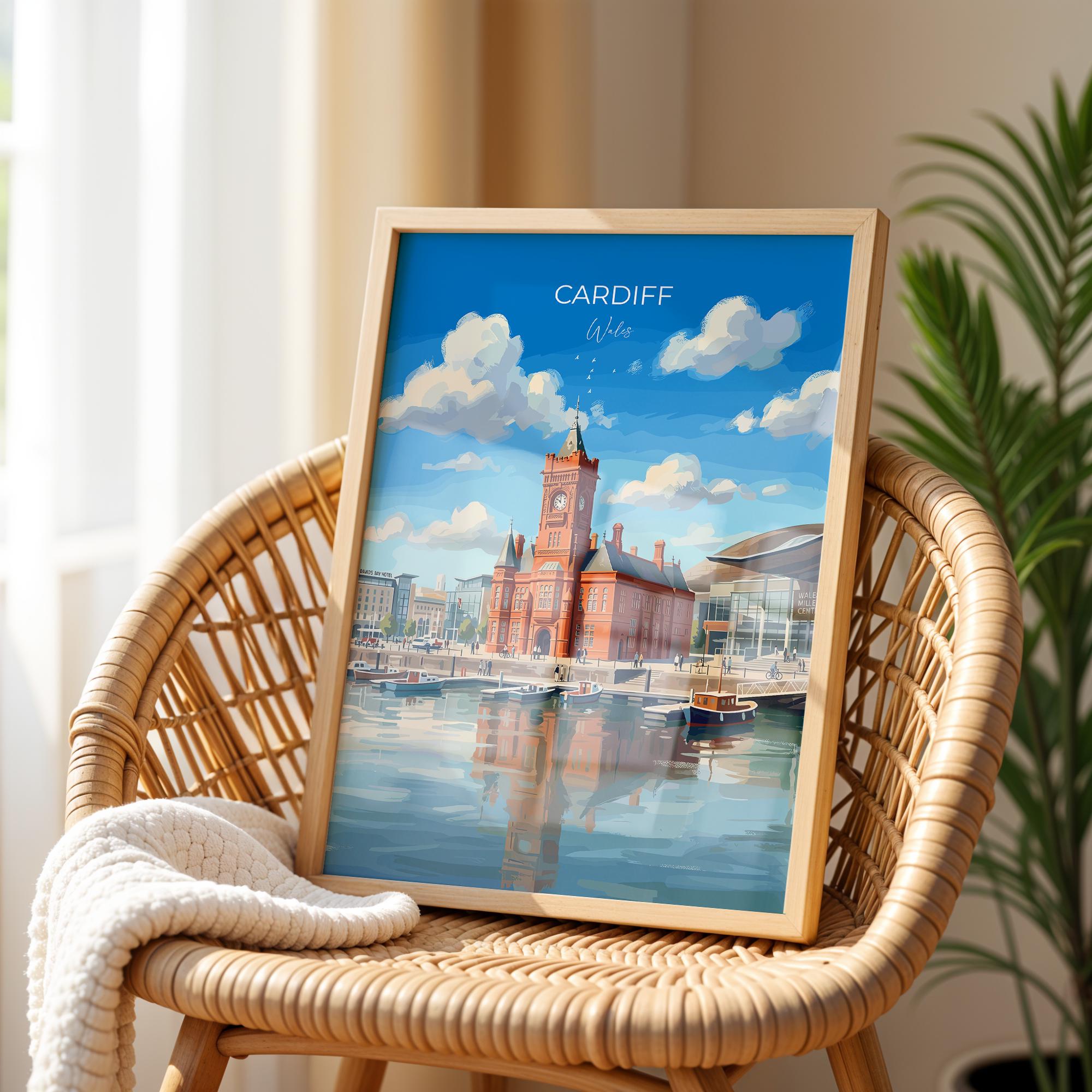 Cardiff Pierhead Building Travel Print, Cardiff Bay Wall Art, Welsh Landmark Poster, Historic Red Brick Architecture, UK City Decor
