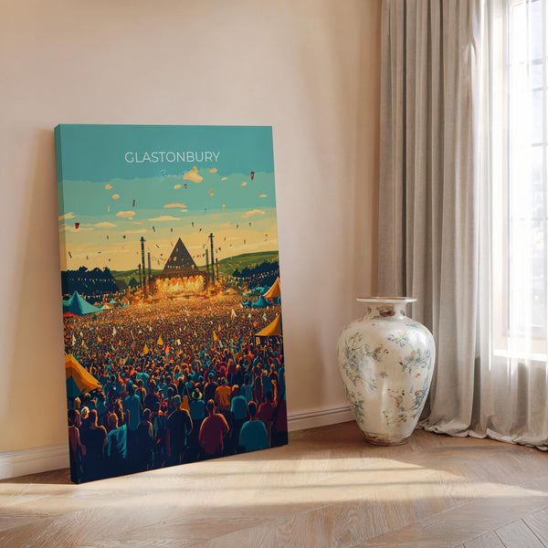 Glastonbury Travel Poster, Travel Print of Glastonbury, Somerset, England, Glastonbury Art, Festival Art Gift, Somerset Wall Art Print