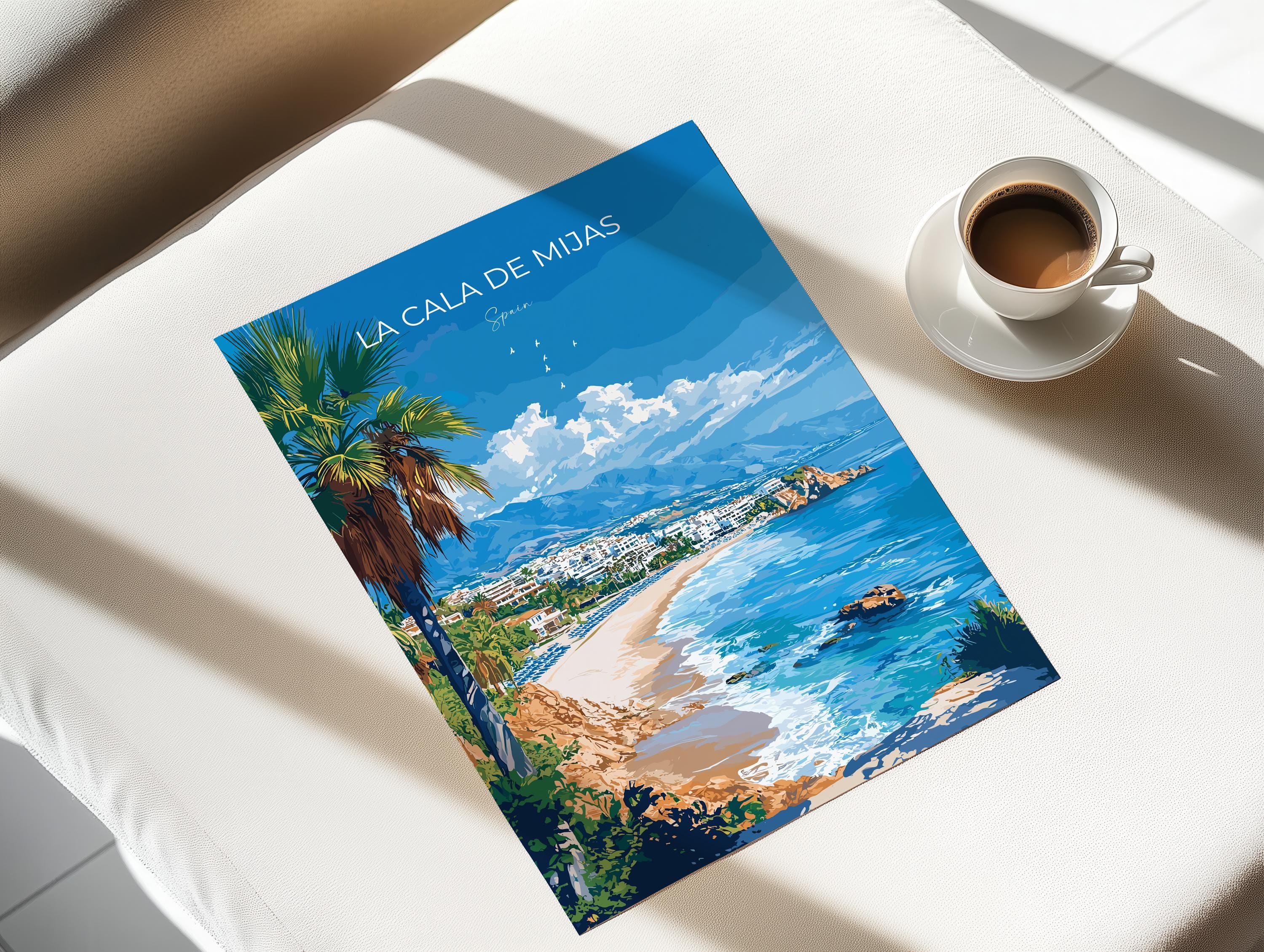 La Cala de Mijas Travel Print, Travel Poster of La Cala de Mijas, Spain, Malaga Gift, Spain Gift Art, Wall Art Print NQ Media Designs