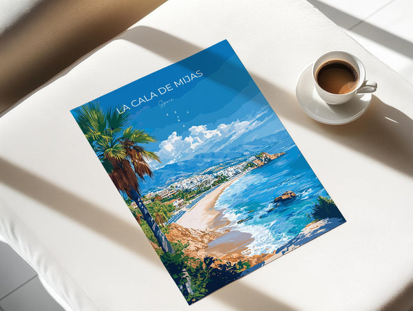 La Cala de Mijas Travel Print, Travel Poster of La Cala de Mijas, Spain, Malaga Gift, Spain Gift Art, Wall Art Print