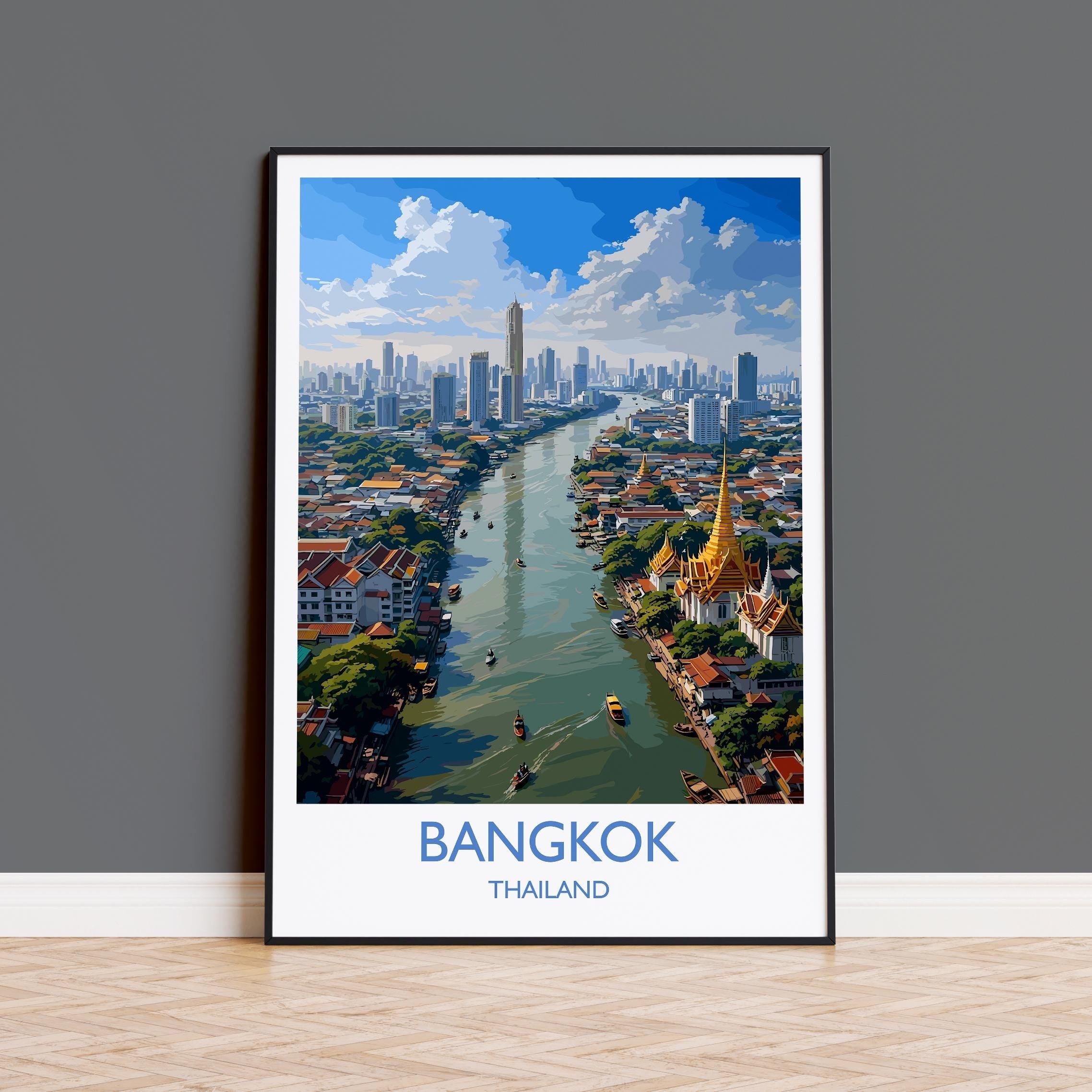 Bangkok Poster Wall Art, Bangkok Travel Print, Thailand Wall Art, Bangkok Art Lovers Gift, Thailand Gift NQ Media Designs